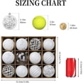 thumbnail image 3 of Lolsea 12ct Christmas Ball Ornaments, 3.15 inch Shatterproof Xmas Tree Decorations, Plastic Baubles for Holiday, Party, Wedding, or Home Decor, White & Sliver (80mm), 3 of 9