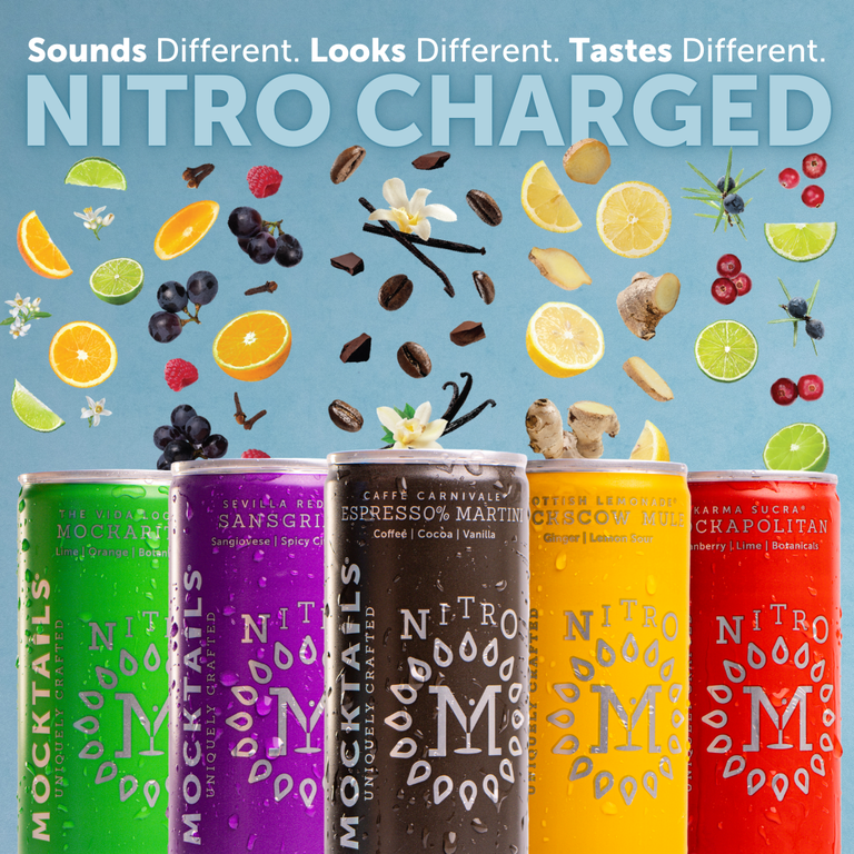 Free Shipping! Mocktails Non-Alcoholic Nitro Variety Pack 6.8 oz