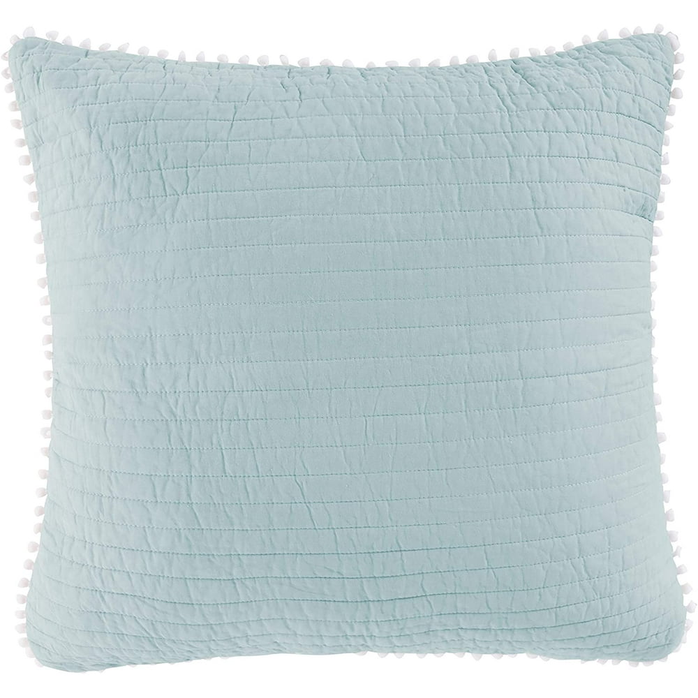 Levtex Home Pom Pom Euro Sham (26x26in.) Blue Haze Teal Green