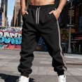 thumbnail image 2 of LWavelet Men's Side Striped Tapered Joggers - Drawstring Waist Trendy Design Casual Everyday Pants Black L, 2 of 8