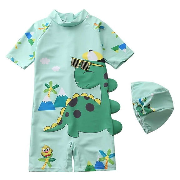 Gerichy Boys Swim Set, 2T 3T 4T 5T Swimsuit Boys Baby Boys Swimsuit Long Sleeve Rash Guard Swimwear Baby Boy Swim Trunk With Hat Set 3 Piece Toddler Bathing Suit