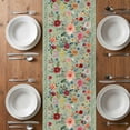 thumbnail image 6 of Sage Green Floral Table Runner - 60 Inch Long, Kitchen Dining Table Runner Dresser Scarves, Spring Flowers Leaves Farmhouse Farmhouse Decor for Coffee Tables Wedding Party Banquet, 6 of 8