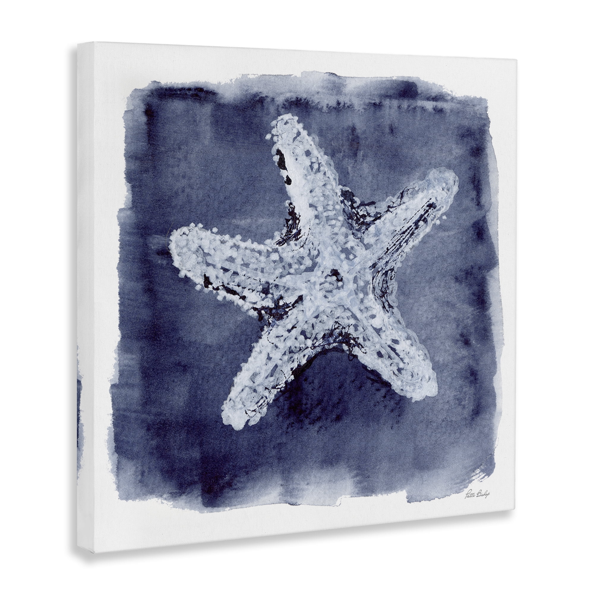 Stupell Industries Starfish Blue Impression Animals Painting Wrapped Canvas Art Print Wall Art, 30 x 30