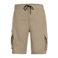 thumbnail image 6 of Nestiefly Mens Cargo Shorts Elastic Waist Drawstring Casual Work Outdoor Short Lightweight Summer Shorts with Multi Pocket Khaki 2XL, 6 of 6