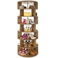 thumbnail image 2 of Homieasy 7-Tier Spinning Shoe Rack Tower, 360 Revolving wooden Shoe Rack, 60'' for shoes ,bags, Display Lazy Susan ,Storage Carousel,Free Standing Shoe Organizer for Entryway,Rustic Brown, 2 of 7