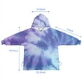 thumbnail image 7 of Purple Blue Tie Dye Pattern Blanket Hoodies for Kids 6-13YR Oversize Wearable Blanket Hoodies for Boys Girls Teens, 7 of 7