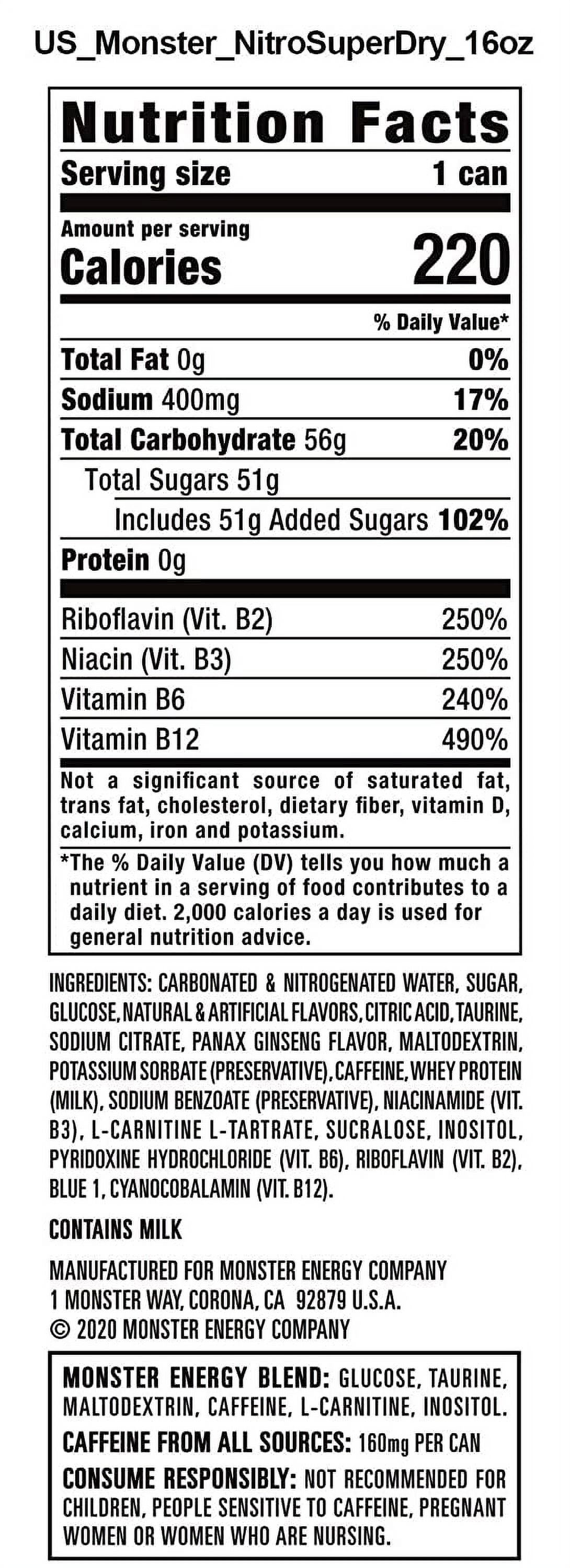 Monster Energy Nitro Super Dry Maximum Strength Drink 16, 384 Fl Oz, (Pack of 24)
