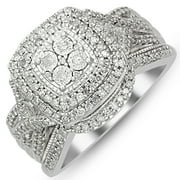 STERLING SILVER FOREVERBRIDE TRU MIRACLE 1/3 CARAT CUSHION BRIDAL SET