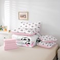 thumbnail image 6 of Feelyou Cartoon Football Print Twin Bedding Sets 7-Piece, Kawaii Pink Ribbon Bedding Comforter Set, Teens Kids Boys Girls Reversible Sheet Sets, Breathable Home Decor, 6 of 8