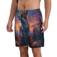 thumbnail image 2 of KLL Starry Sky Meditating Fox Men's Casual Summer Beach Shorts Hawaiian Shorts with Pockets-Large, 2 of 5