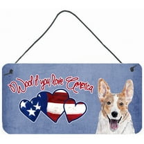 Carolines Treasures SC9896DS612 Woof if you love America Corgi Wall or Door Hanging Prints 6HX12W multicolor