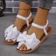 thumbnail image 5 of Hinvhai Women's Bow Flat Sandals Open Toe Ankle Strap Lightweight Vacation Beach Slide Sandals White 7(39), 5 of 7