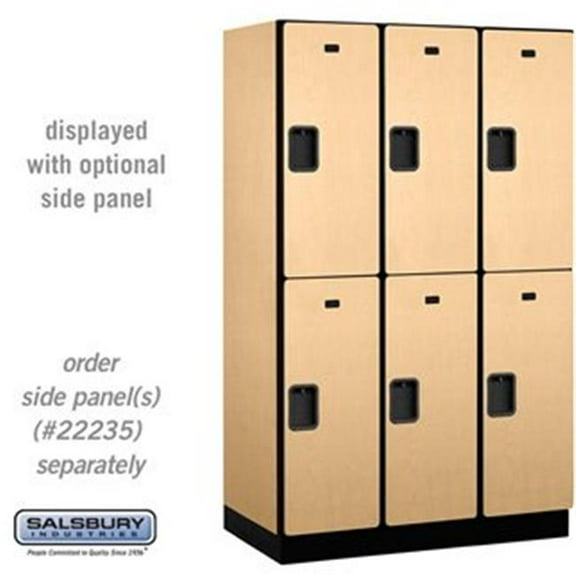 15" Wide Double Tier Designer Wood Locker - 3 Wide - 6 Feet High - 21 Inches Deep - Maple