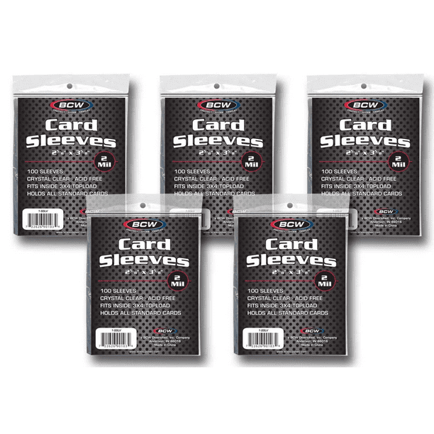 500 BCW Brand Soft Card Sleeves/Penny Sleeves (5 Sealed Packs) Standard Size 2 5/8 x 3 5/8, NO