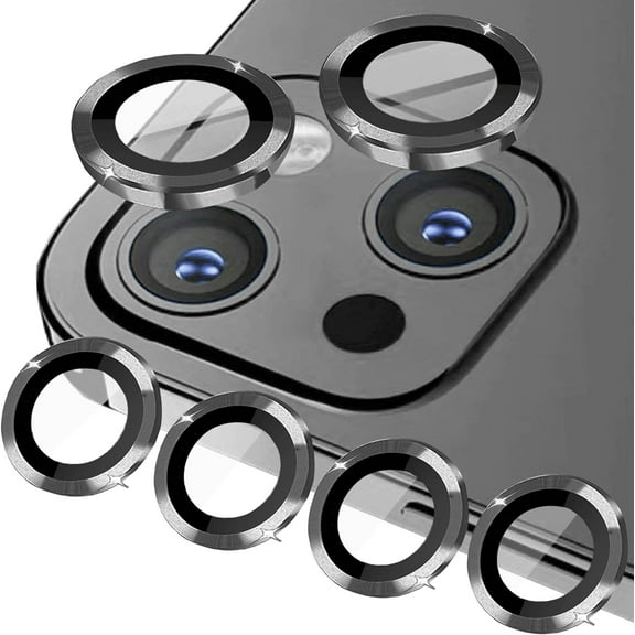 (4-Pack Compatible with iphone 15/15 Plus Camera Lens Protector Metal, 15 Camera Cover Ring, 15 Plus Camera Protector Clear Tempered Glass 9H, Case Friendly, (Black)