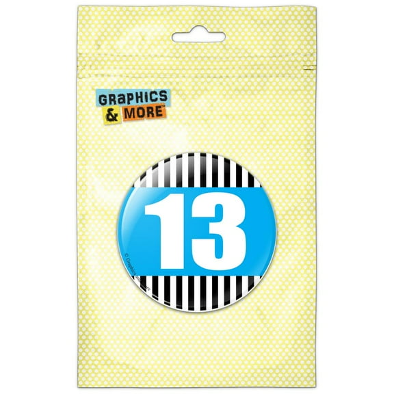 Birthday Stripes Blue 13 Pinback Button Pin Badge