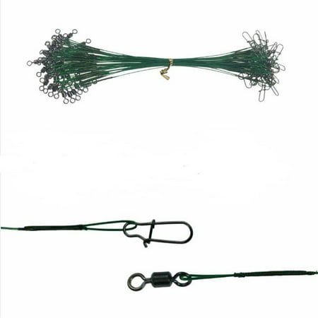 72pcs Fishing Line Steel Wire Leader with Rolling Swivels Duo-Lock Snap ...