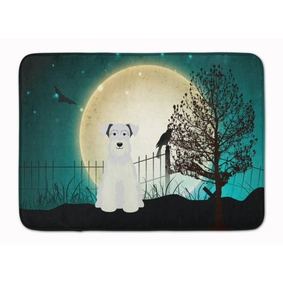 Halloween Scary Miniature Schnauzer White Machine Washable Memory Foam Mat