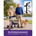 thumbnail image 6 of KEKOY Heavy-Duty Rollator Walker with Seat for Seniors, Walkers for Seniors with Seat, 500 lbs, Extra-Wide 19.5" Padded, K-Frame Reinforced, 10" TPR All-Terrain Wheels, Hidden Brake Cables, Purple, 6 of 10