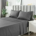thumbnail image 6 of LDC Lux Decor Collection Bed Sheet Set Striped 4 Piece Ultra Soft Deep Pocket Microfiber Sheets Dark Grey Queen, 6 of 10