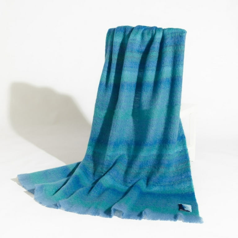 Wild Atlantic Way Mohair Adult Throw Blanket Ocean Blue One
