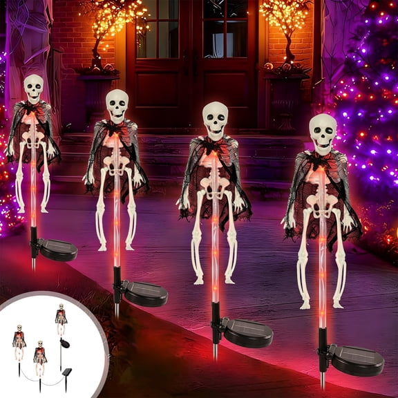 3 Pack Halloween Solar Lights Outdoor, Waterproof Outdoor Garden Stake Lights with 2 Lighting Modes for Outside Walkway Patio Yard Decor