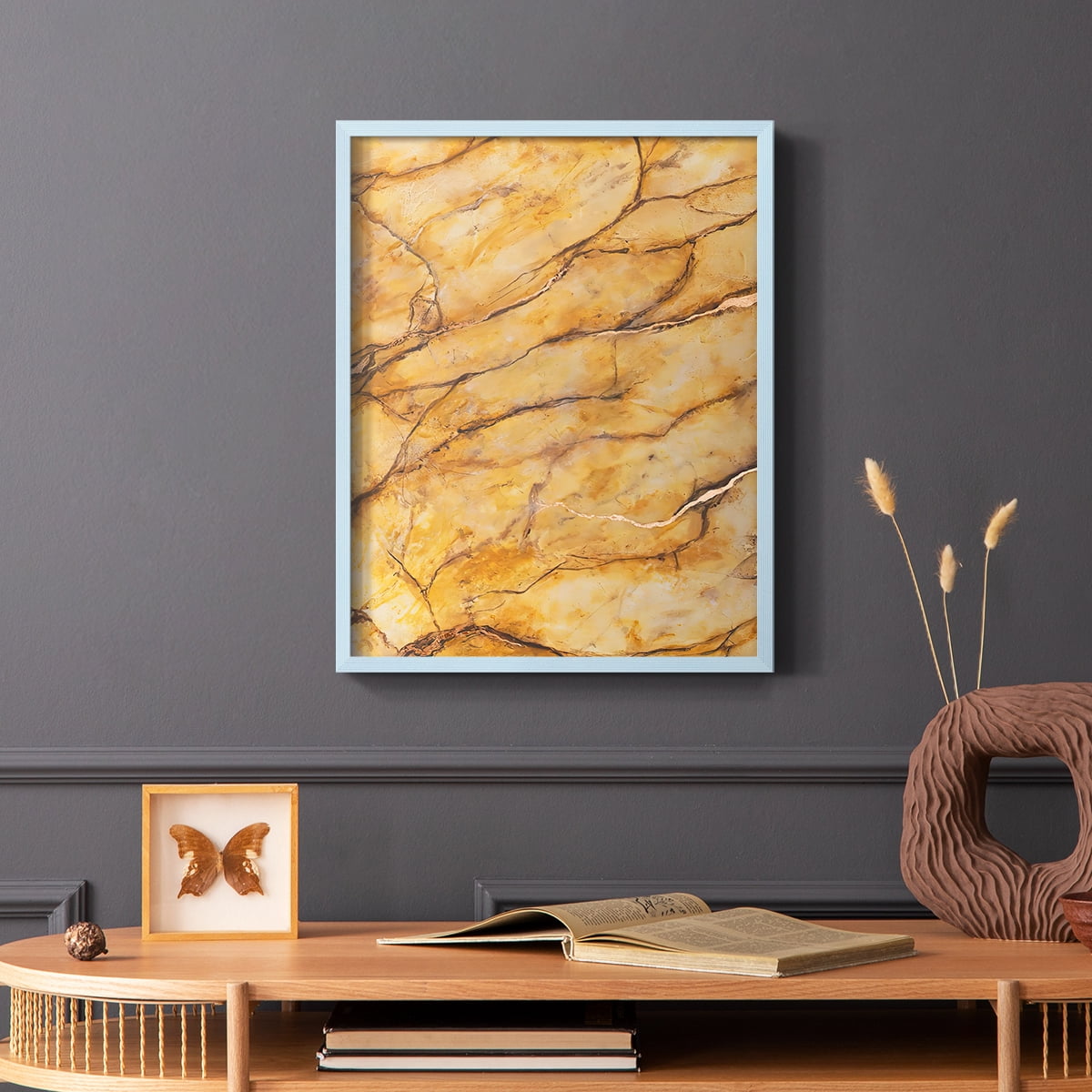 Yellow Marble II Framed Print - Solid Wood in Single Picture Frame Solid Wood 2 Framed Print