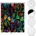 thumbnail image 3 of Tropical Shower Curtain, Colorful Leaf Shower Curtain, Tropical Leaves Butterfly Shower Curtain Set Waterproof Bath Curtain Bathroom Decor with 12 Hooks, 72x72 inches, 3 of 6