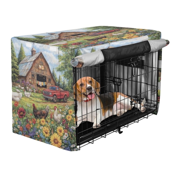 Qxltty Warm Farm Crate Cover Durable Oxford Cloth Pet Kennel Sunshade Universal Fit for 35in Wire Cage