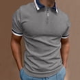 thumbnail image 2 of Sopiago Men Shirts Polo Vintage Striped Button Down Knitted Golf Shirts Dark Gray,M, 2 of 5