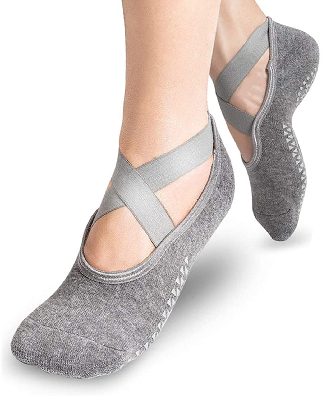 Women Yoga Socks Non Slip Pilates Massage with Grip Straps Sock LP
