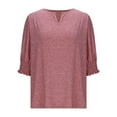 thumbnail image 5 of Feancey Women Half Sleeve Tops V Neck Casual Business Work Blouse Loose Fit Dressy Smocked Cuffs Tunic Shirt Fall Fashion Clothes Pink S, 5 of 6