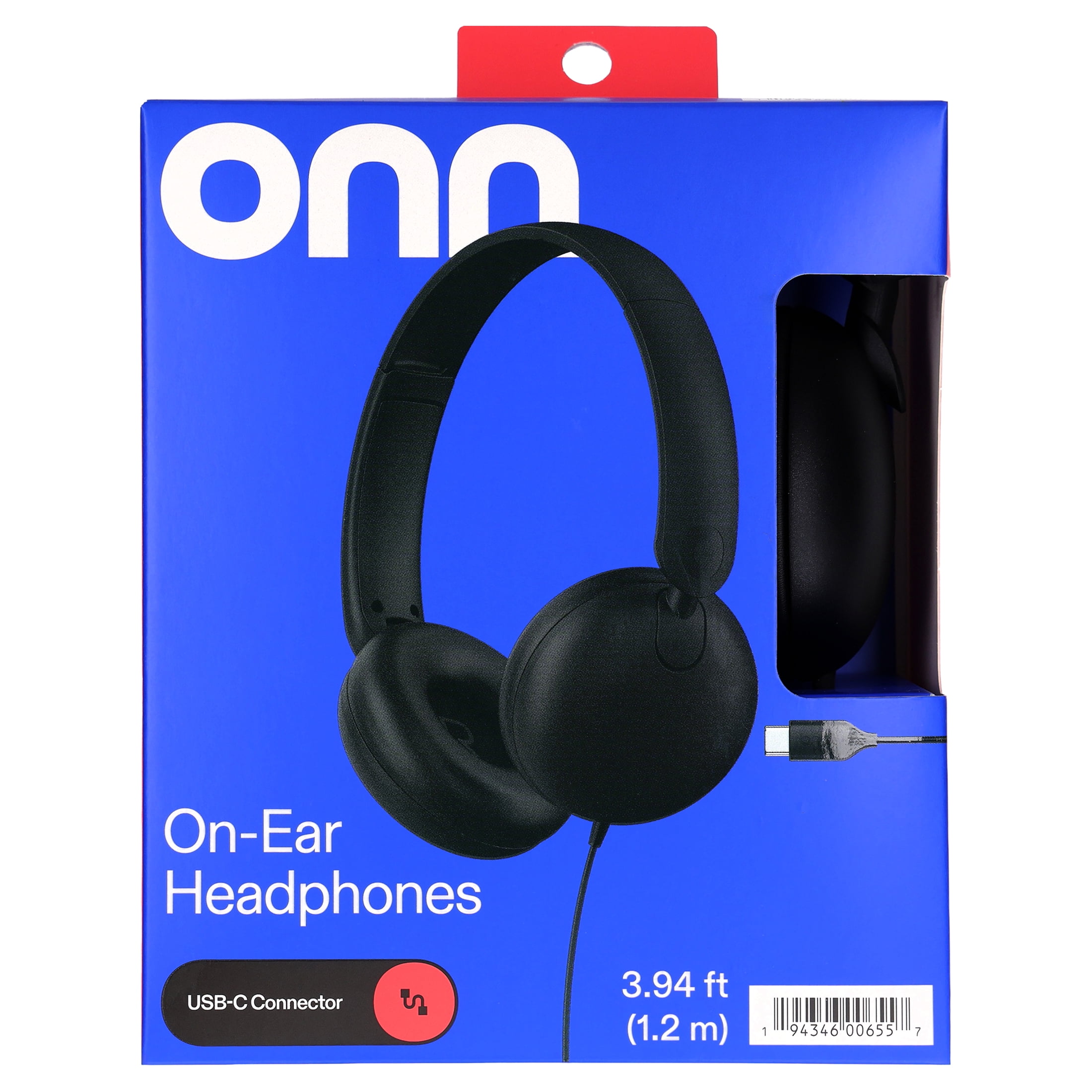 onn On-Ear Headphones, Black