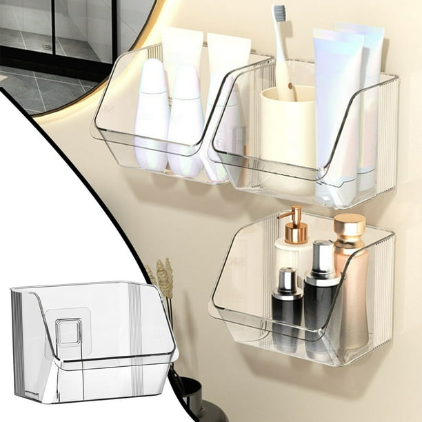 Estante de almacenamiento de pared | Organizador de poliuretano | Estante de exhibición transparente blanco de 13 x 12 x 10 cm para cocina, baño, sala de estar y dormitorio