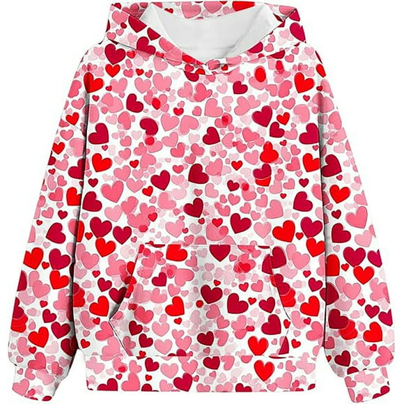 Chandail en Molleton Garçon Manches Longues Imprimé à Capuche Chandail Col Rond Blouse Chemise Hauts Vêtements d'Hiver Chandails en Molleton Preppy pour Filles 3-4 Ans