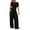 Black, variant on Women's Wide Leg Pants Two Piece Suit - Elastic Waist, Drawcord, Printed Design, Lightweight Linen Blend, Tops & Bottoms Set, Sizes S-XXL