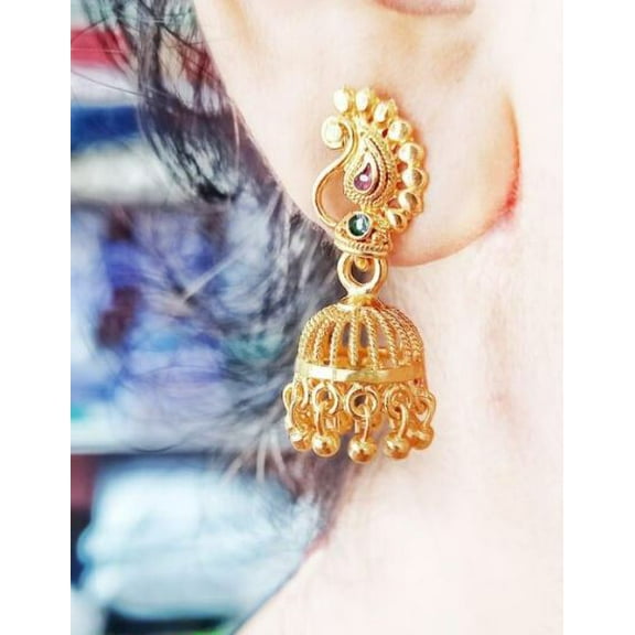 1 Gram Gold Plated Traditional Jhumki Earrings for Women