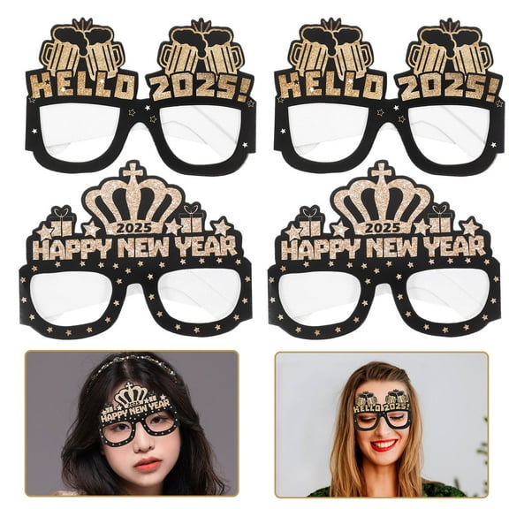 ULTNICE 12pcs Novel New Year Glasses Paper Party Decorations for New Years Eve 2025