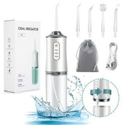 Zacro Portable Water Flosser Cordless Dental Oral Irrigator, IPX7 Waterproof Water Pick Teeth Cleaner for Travel Home Use, 220ml, White
