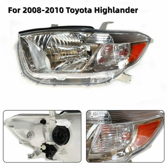 For 2008-2010 Toyota Highlander Halogen Headlight Models Only Right Side Headlight Halogen Headlight Passenger Side