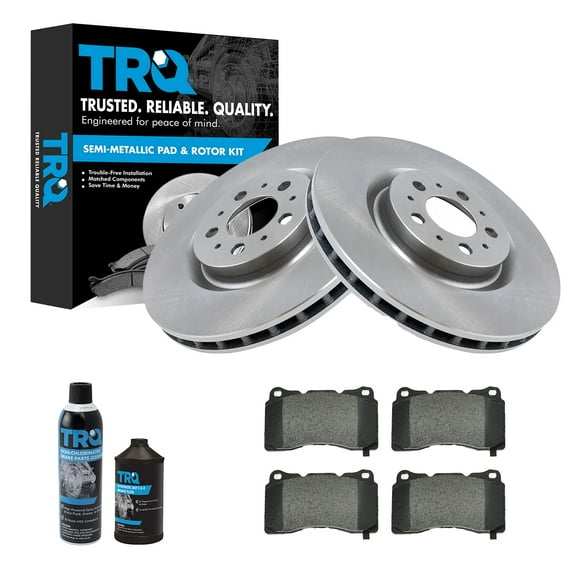 TRQ Front Metallic Brake Pad & Rotor Kit w/Fluids for 04-05 Volvo S60 V70 TR T R BKA15979