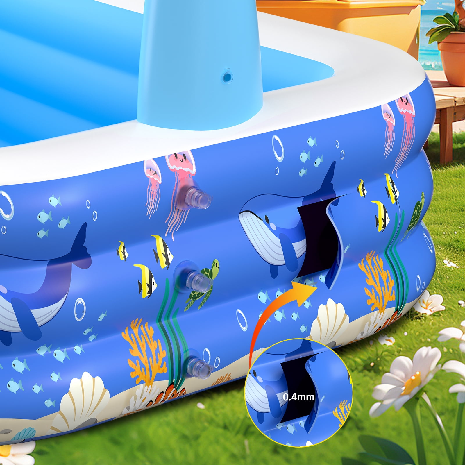 Mibote Inflatable Swimming Pool, 120" x 72" x 24" Blow up Pool for Kids Toddler Adults Family, Backyard Outdoor