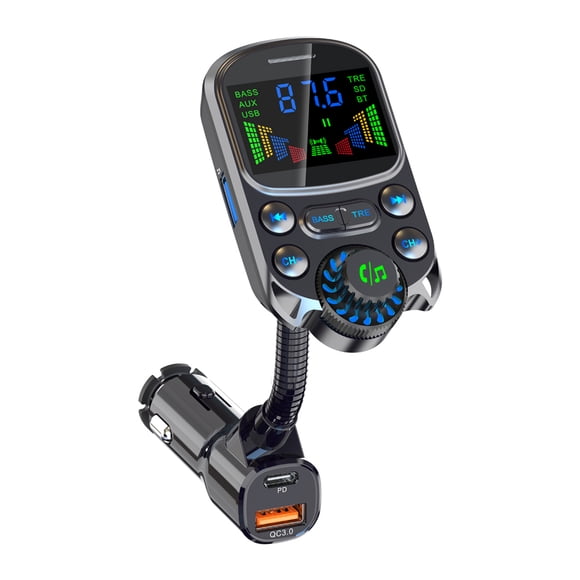 Reproductor MP3 BT Tomshoo para automóvil Transmisor FM PD+QC3.0 con Pantalla OLED 2 pulgadas