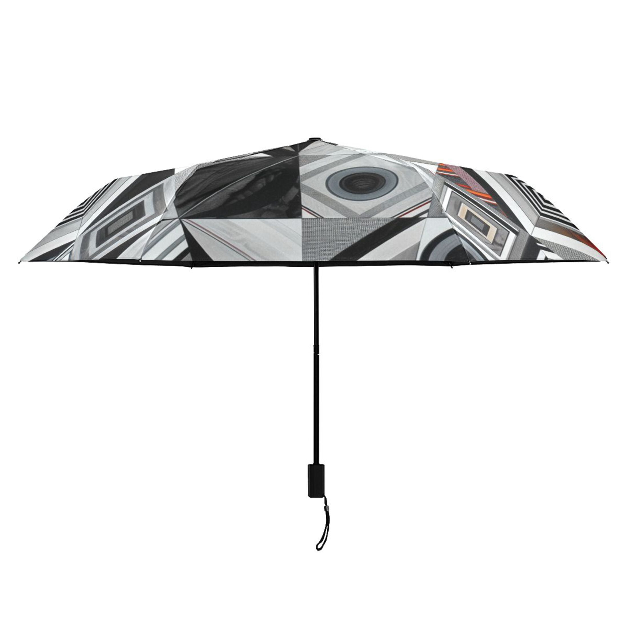 ALAZA Geometric Plaid Checkered Pattern UPF 50+ Compact Folding Umbrella for Rain Travel Umbrella Packable