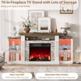 thumbnail image 3 of Vecenuy Electric Fireplace TV Stand, 70" Farmhouse Entertainment Center with Open Shelf and Glass Barn Door Cabniet, Modern TV Console Table with 7 Flame Colors for Living Room, Antique White, 3 of 10
