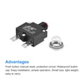 thumbnail image 4 of Unique Bargains Circuit Overload Protector 30A AC125/250V DC32V Push Button Thermal Circuit Breaker with Waterproof Caps 3pcs, 4 of 5