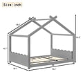 thumbnail image 4 of Leumius Full Size House Shape Bed,Montessori House Bed Solid Wood Floor Bed for Kids,No Box Spring Needed,Gray, 4 of 12