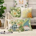thumbnail image 2 of Spring Summer Flower Pillow Covers Set of 4 20x20 Inch Hello Spring Daisy Floral Blooming Gnomes Bee Butterfly Throw Pillow Cover Green and White Farmhouse Decoration Pillowcase, 2 of 6