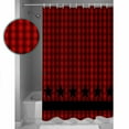 thumbnail image 4 of Red Black Plaid Waterproof Fabric Shower Curtain, Country Vintage Star Abstract Gingham Shower Curtain for Bathroom Curtains Bathtubs Hotel Washable Shower Curtains with 12 Hooks Small 36x72in, 4 of 6