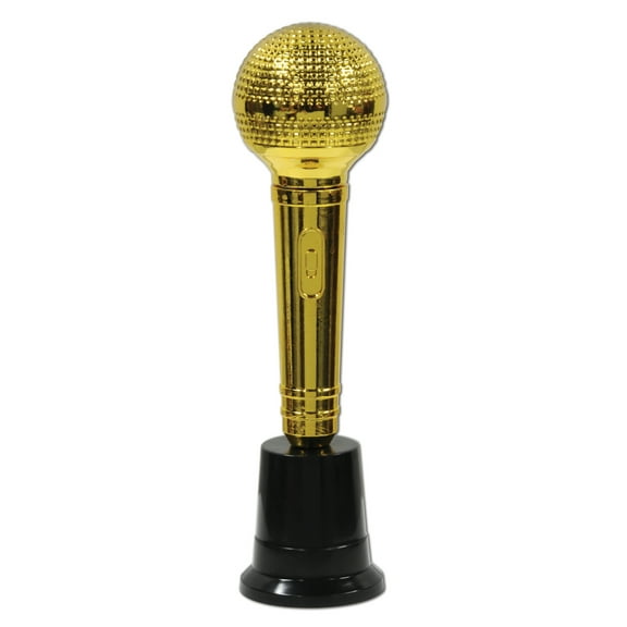 Pack of 6 Metallic Gold and Black Music Award Night Party Microphone Statuettes 8.5"